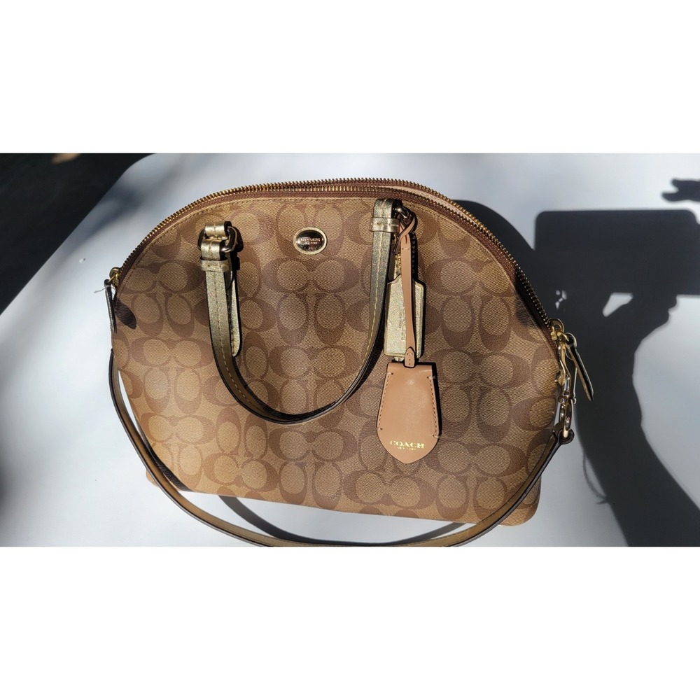 COACH Peyton Signature Monogram Coated Canvas W/ Crossbody Strap Medium Satchel
